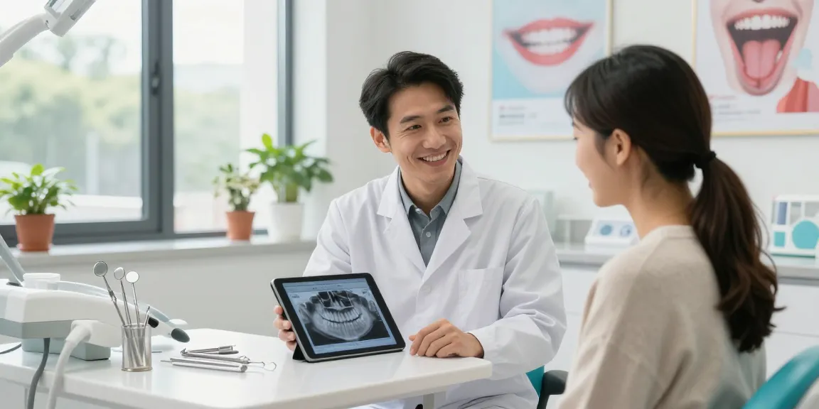 View it now at Dentee: Trusted dentist explaining dental care options in a welcoming clinic.